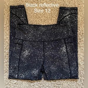 Zyia Black reflective light and tight leggings, size 12